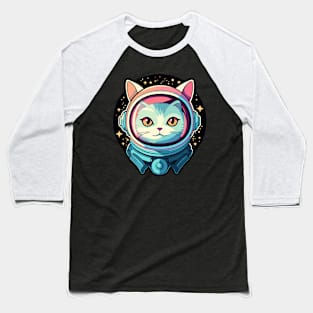 Cat Astronaut Illustration Baseball T-Shirt